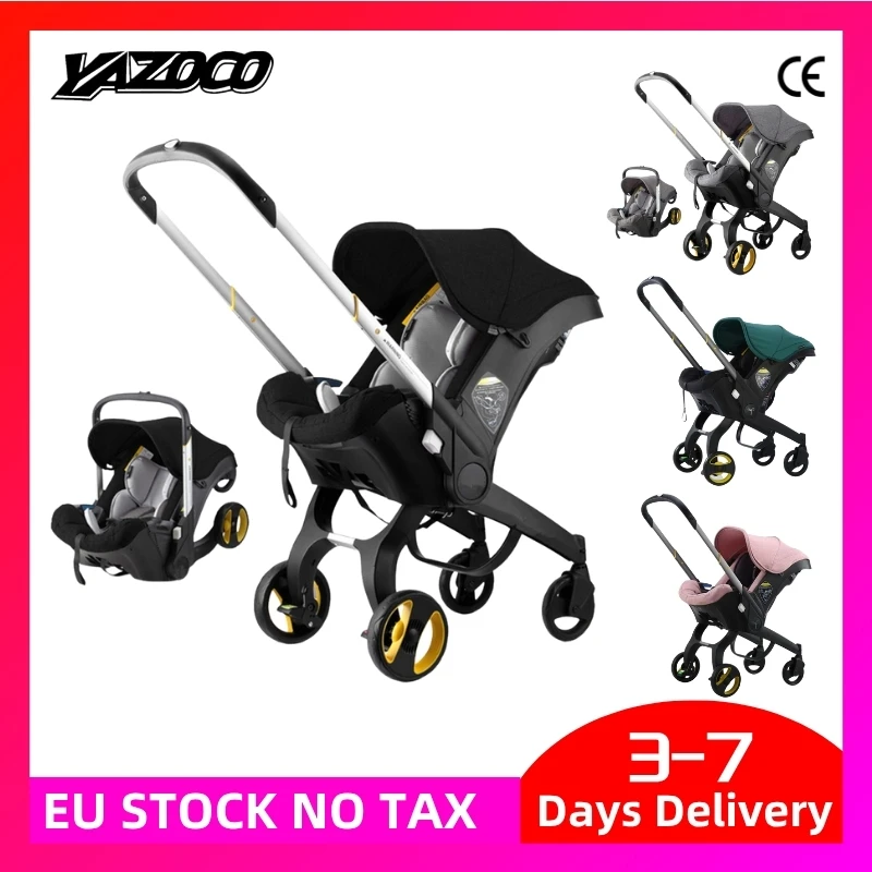 Poussette bébé 4 en 1, poussette bébé 3 en 1, poussette bébé, siège auto, poussette bébé légère, vert