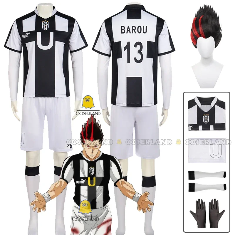 IN STOCK Shoei Baro Cosplay Costume Wig Anime Blue Lock Wig Italy Ubers Uniform No.13 Football Jersey King Villains Sportswear