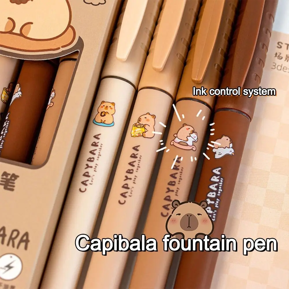 

4 шт., перьевая ручка с наконечником EF Capibara, быстросохнущие сменные чернила, многоразовая перьевая ручка, перьевые ручки с черными чернилами, офисная школа