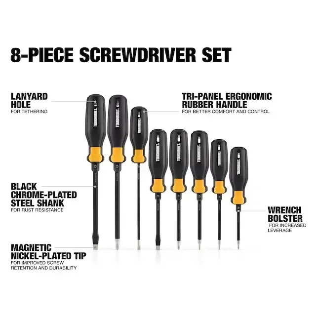 TOUGHBUILT TB-H5S8-A Standard 8 Piece Screwdriver Set Multi-function Screwdriver Hand Tools   torx screwdriver set