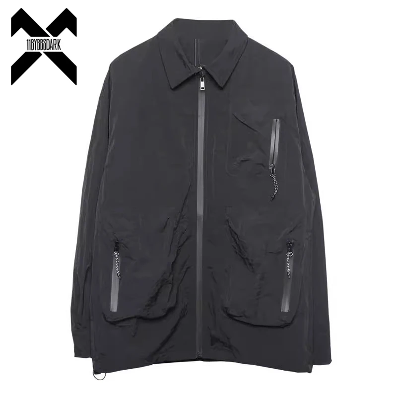 

2024 Autumn Function Shirt Jacket Men Zipper Multi Pocket Long Sleeve Shirts Coat Harajuku Black Tactical Shirt Tops Male Clothi