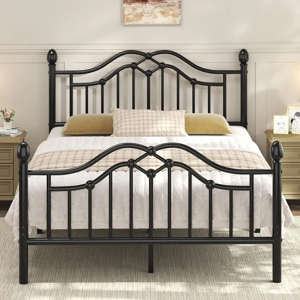 

Metal Platform Bed with Headboard, Footboard, and Underbed Storage, Supports 1200 lbs, No Box Spring Needed, Easy Assembly, Blac