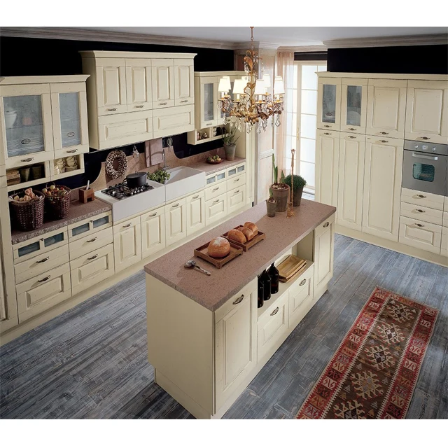 Kitchen Unit Elegant Modern Solid Wood Kitchen Cabinet