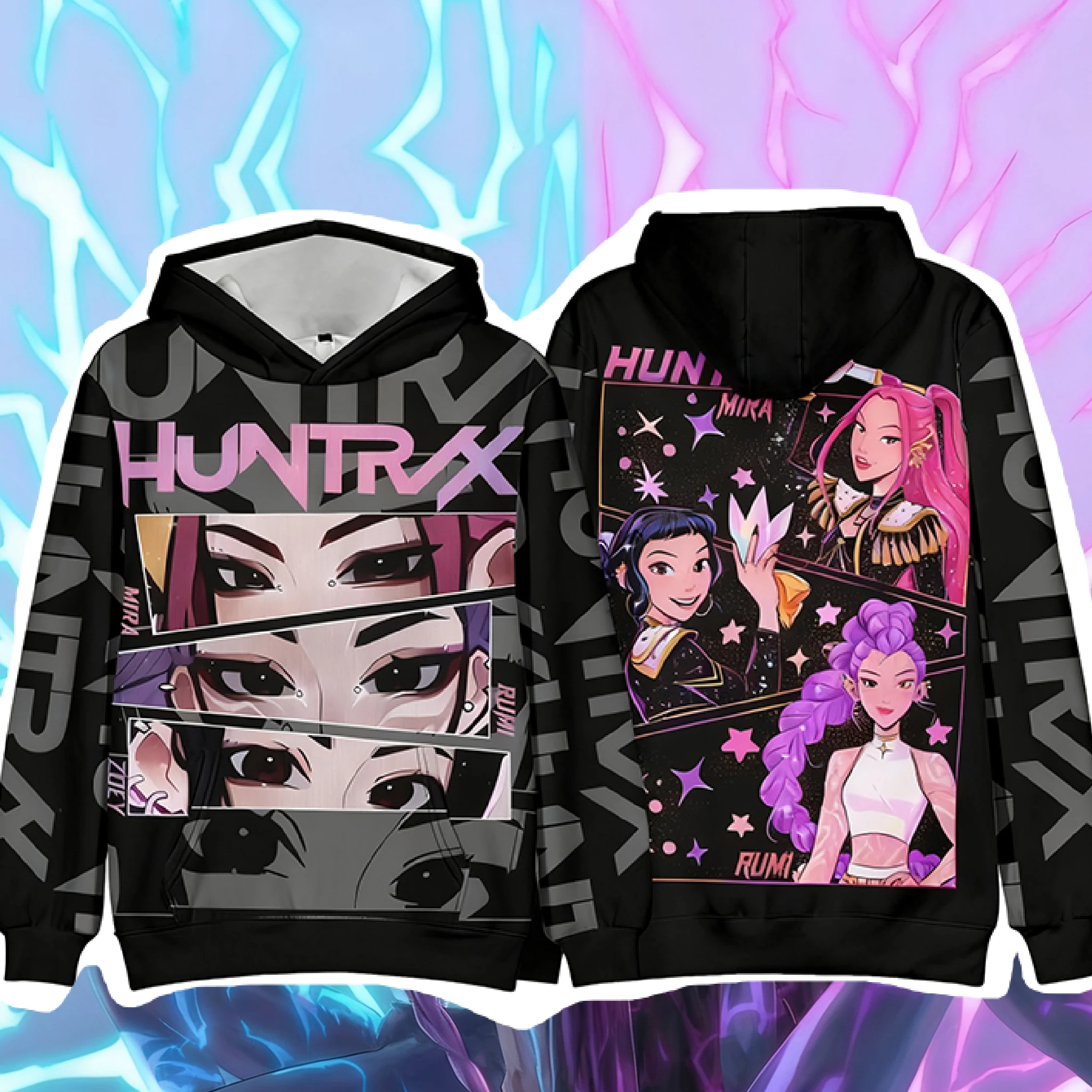 سترة بغطاء للرأس برسومات K POP Hunt The Witch، سويت شيرت عصري للجنسين والأطفال مطبوع، ضروري للنمط اليومي في الخريف والشتاء