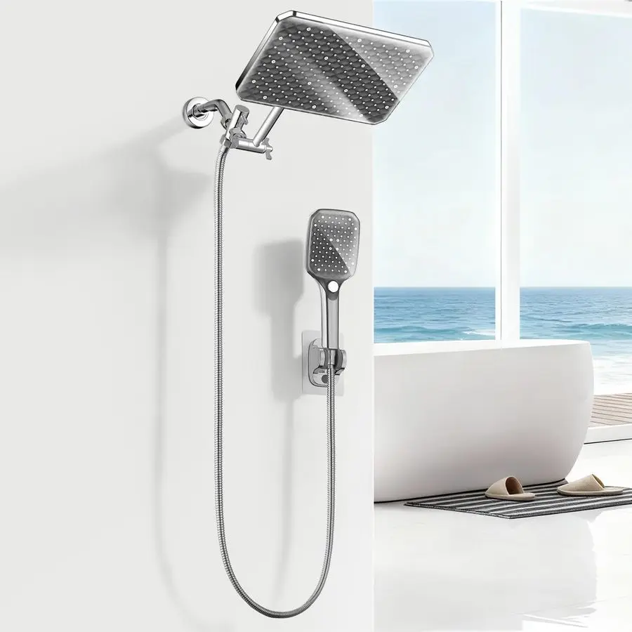 

Душевая система 12.2 с ручным распылителем, душевая лейка с эффектом тропического дождя, регулируемая по высоте двойная душевая система, люкс