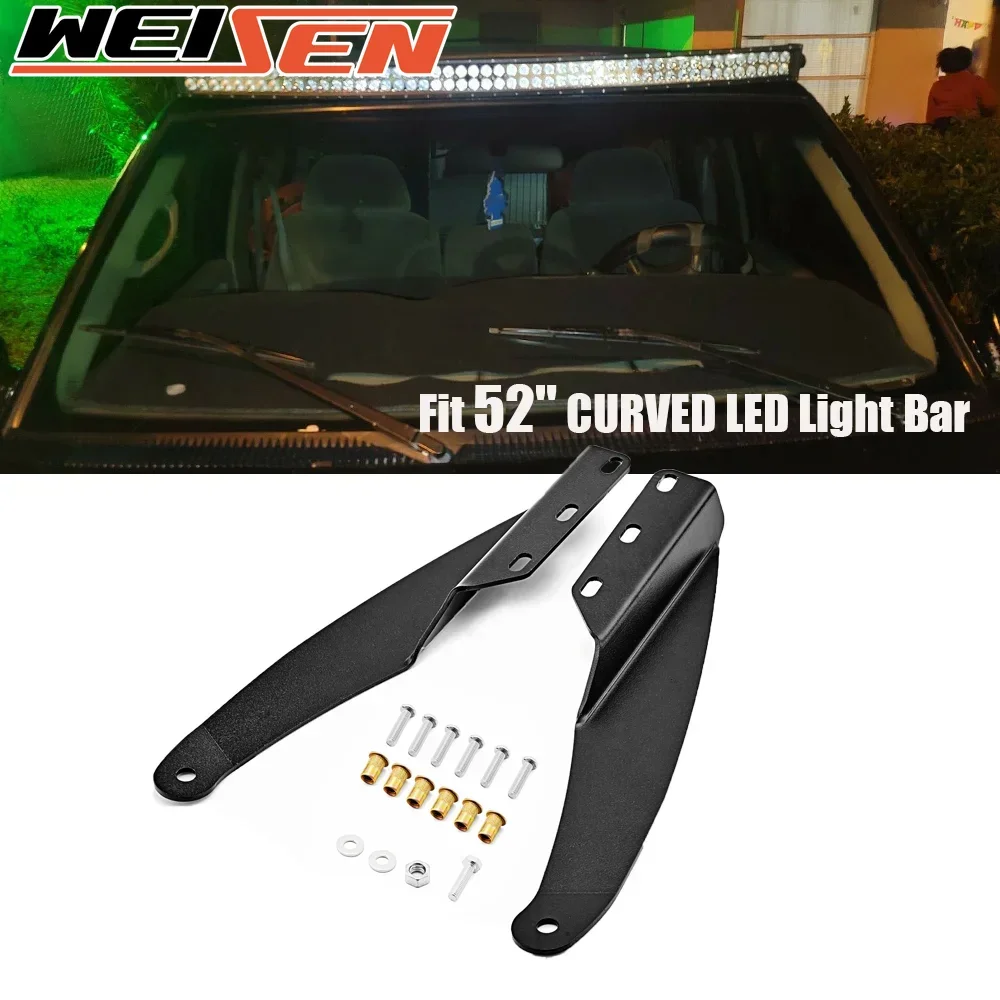 

For 1989-1998 Chevy GMC Car Fit 52" Curved LED Light Bar Upper Windshield Mounting Bracket Roof Mount Accessories