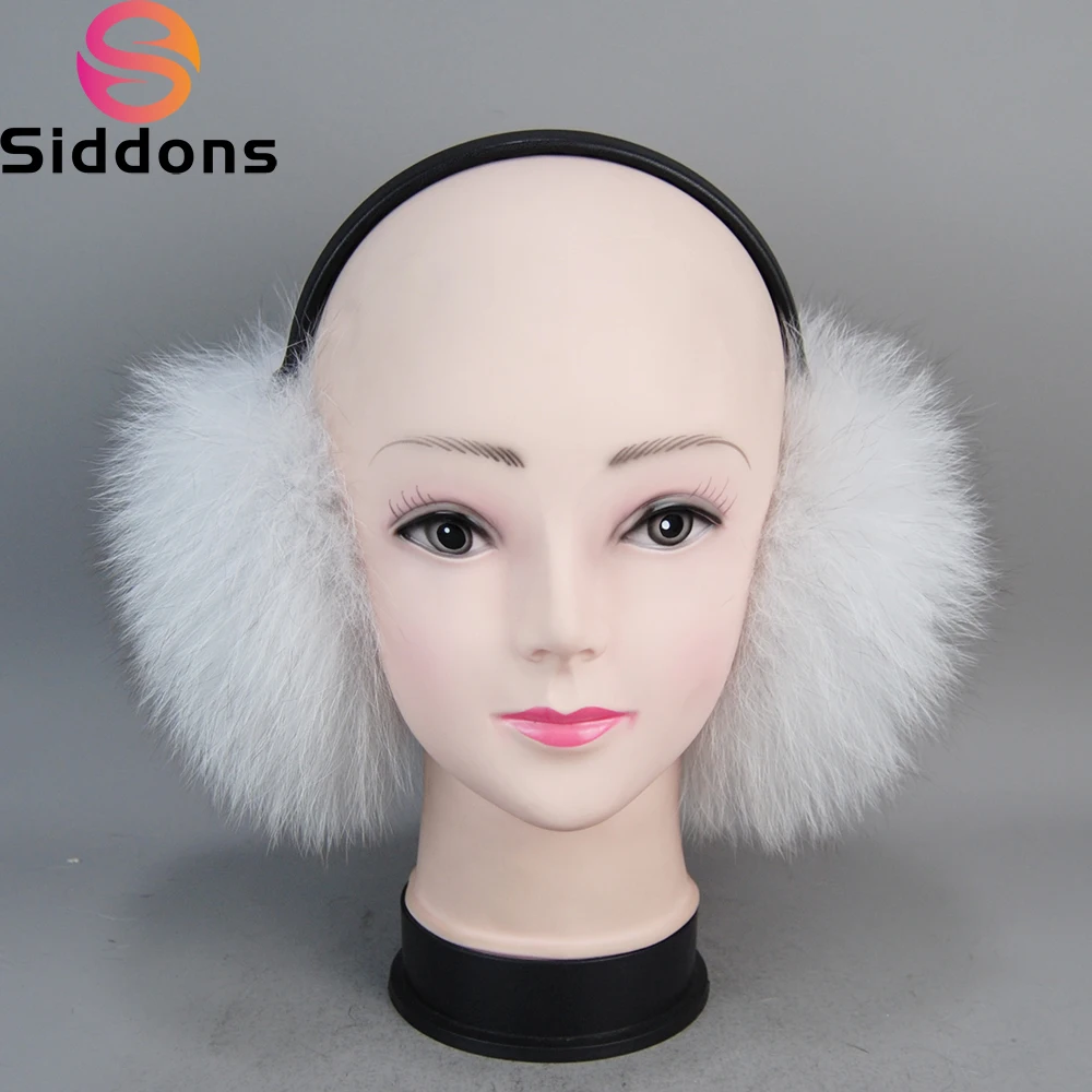 

Russia Women Real Fox Fur Hang Ear Cover Warm Winter Earmuff Headwear Ear Muffs Earmuffs Cold Ear Warmer Ear Protection Headband