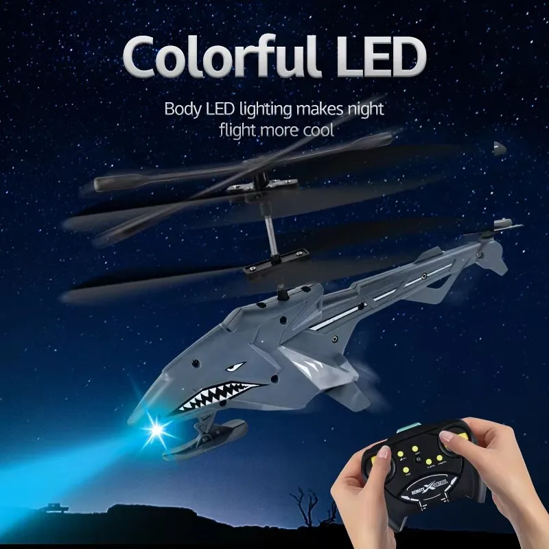 Shark-shaped RC Airplane 2.4GHz Remote Control Aircraft with LED Lights, Easy to Fly for Kids & Adults 
