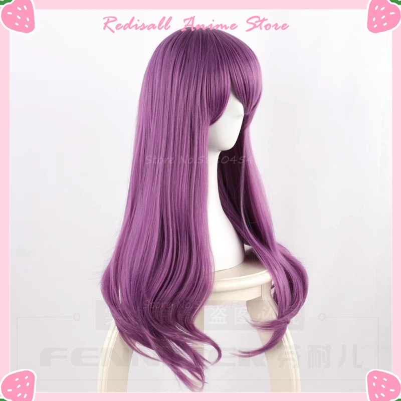 Kamishiro Rize-Perruque de Cosplay avec Frange, Rouge, Demi-Monture, Cheveux Ondulés Violets de 65cm de Long, Accessoire de Sauna