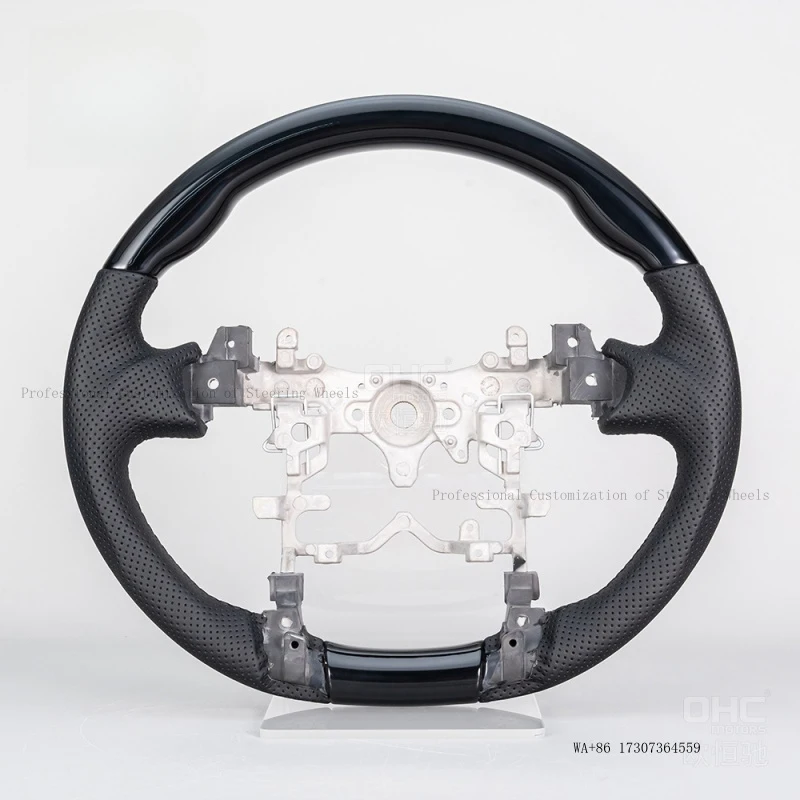 New Suitable for 10-16 Toyota Prius models, modified perforated leather steering wheel with black spray paint