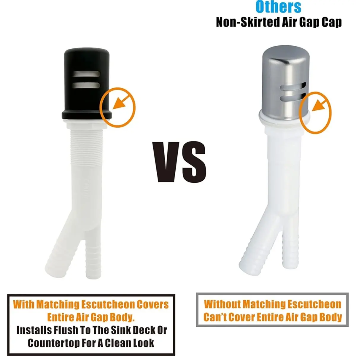ABZD Dishwasher Air Gap Kits with Black Dishwasher Air Gap Cover and Matching Escutcheon, Replacement Air Gap Dishwasher