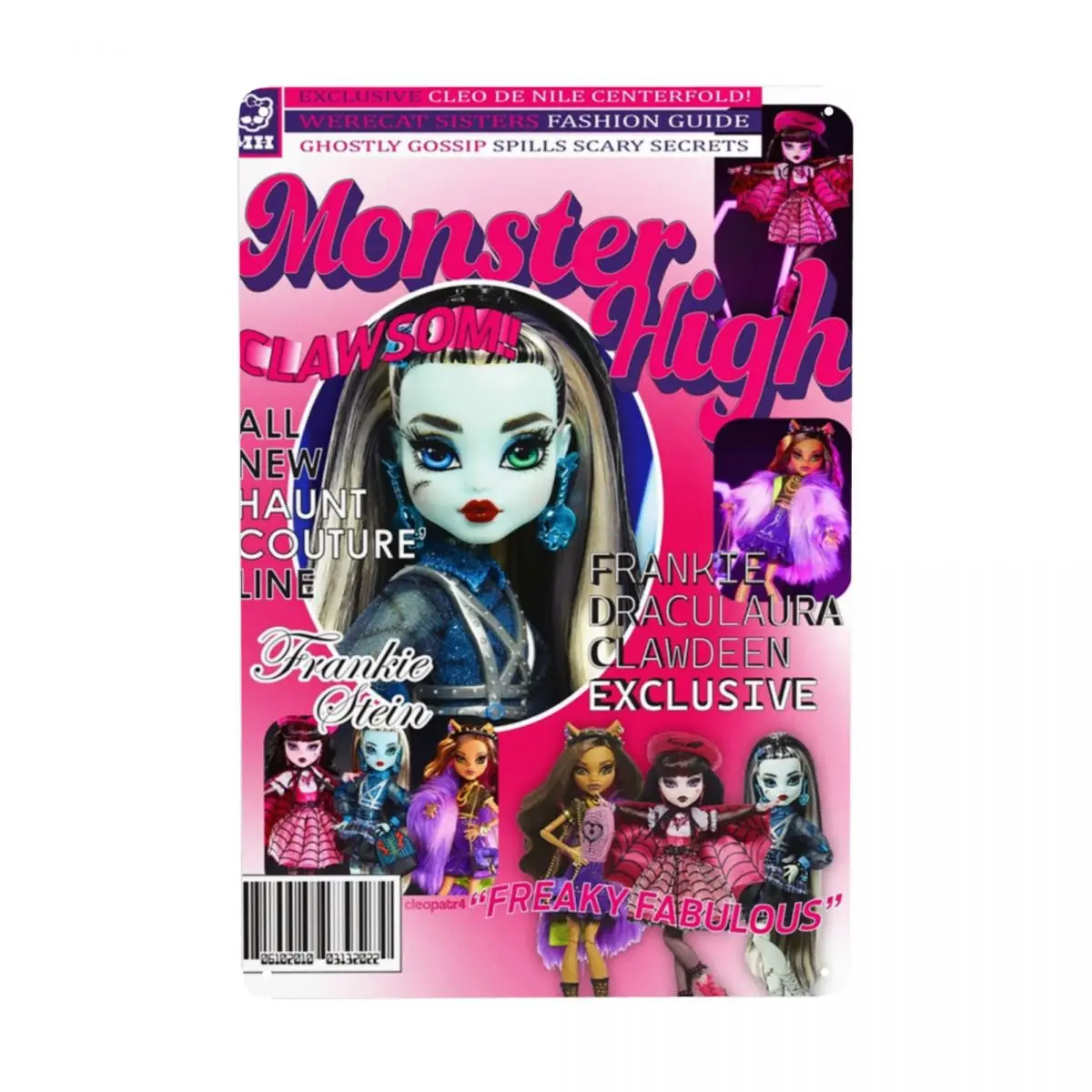 Draculaura Monster High Magazine Sign Custom Animated Tv Movies Metal Plaques for Office Store Pubs Club Man Cave Bar Wall Decor