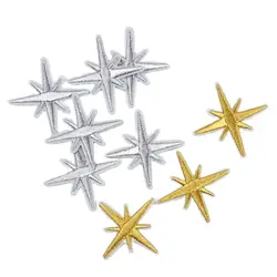 10pcs Embroidery Gold Silver Star Patches Iron On Stickers DIY Clothes Bags Badge Sewing Clothing Jeans Coats Pants Appliques