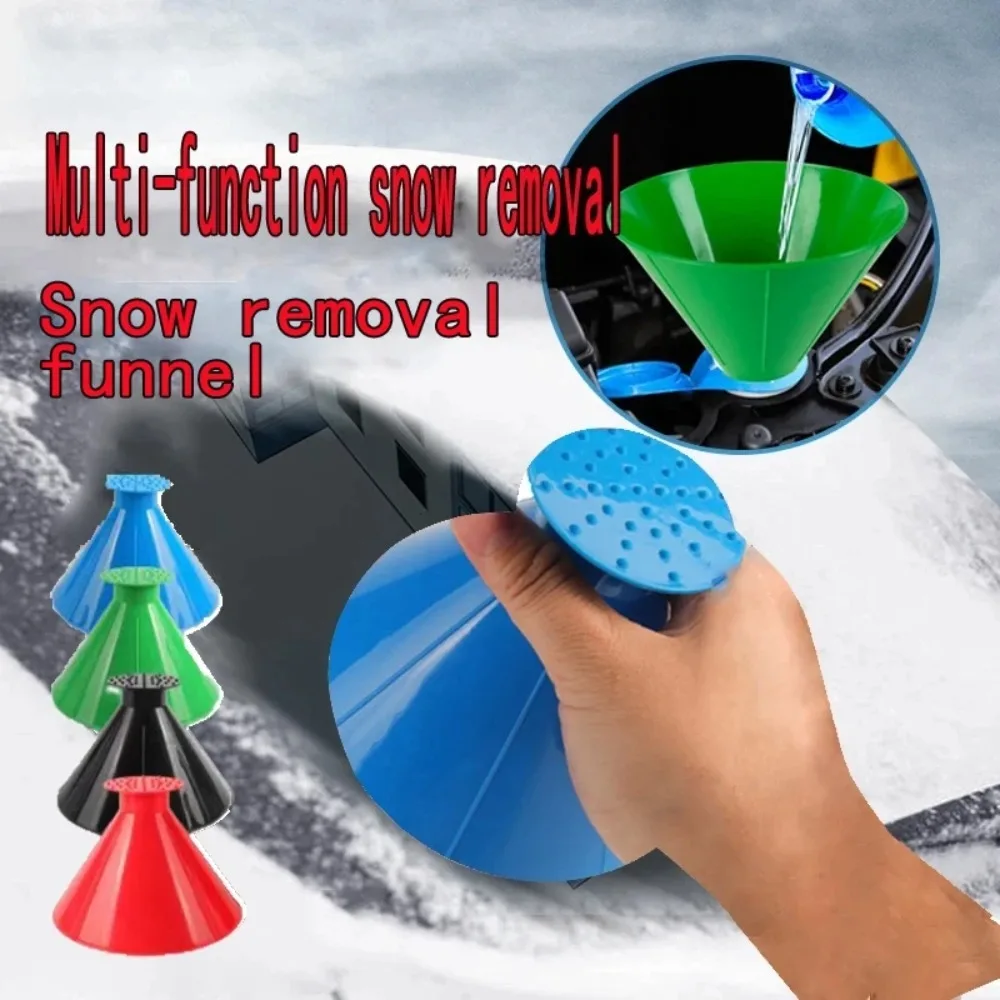 Winter Auto Snow Remover Multi-Function Snow Shovel Ice Scraper Shaped Funnel Deicer Accessories for Car Windshield Oil Hopper