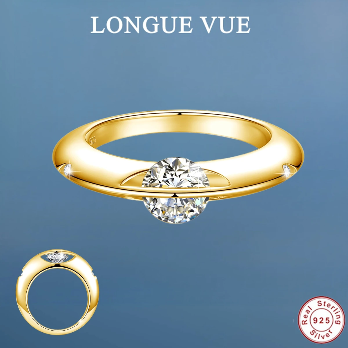 

925 Silver Rotate Moissanite Rings for Women Solitaire Lab-Diamond Planet Ring Wedding Band Engagement Fine Jewelry