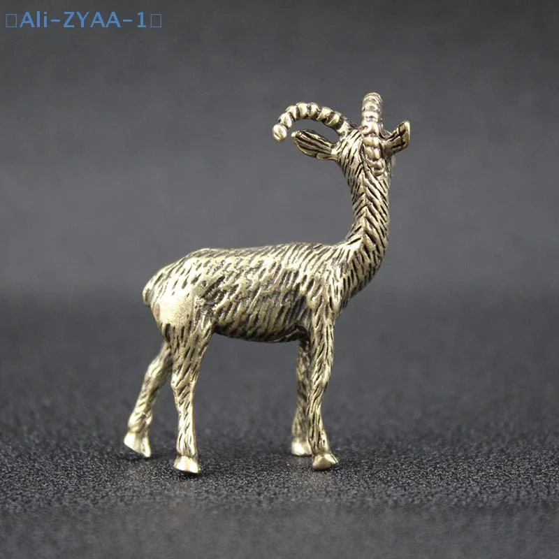 【ZYAA-1】1 Stück Deko-Figur für Zuhause und Büro, Messing, Retro-Ziegen-Metallfigur, kreatives Kunsthandwerk, Miniatur-Teetier-Figur