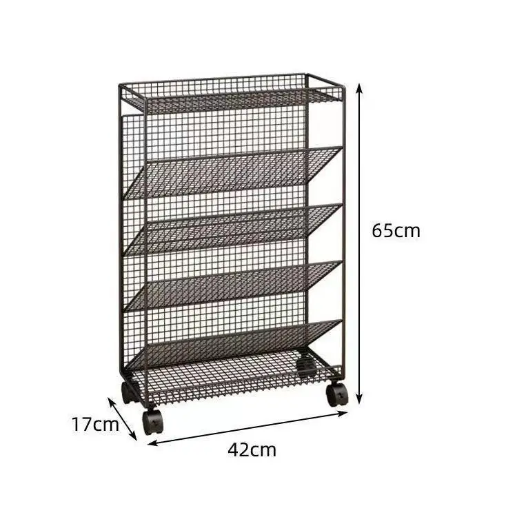 Móvel Standing Floor Storage Rack, estante de livros pequeno, simples com polia, Student Desk Side, estante