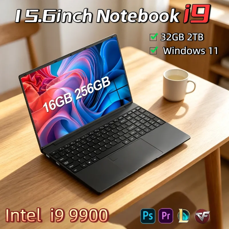 

32GB HOT 15.6 Inch Laptop Windows 11 Intel Core i9 9900 2TB 1920x1080 HD Ultra Slim Gaming Computer PC Gamer Office Pro