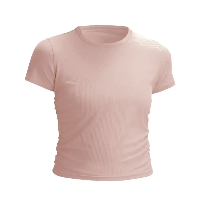 YOGA Naadloze shirts met korte mouwen voor dames Ademende hardlooptraining Tops Atletische Gym Yoga Basic T-shirts