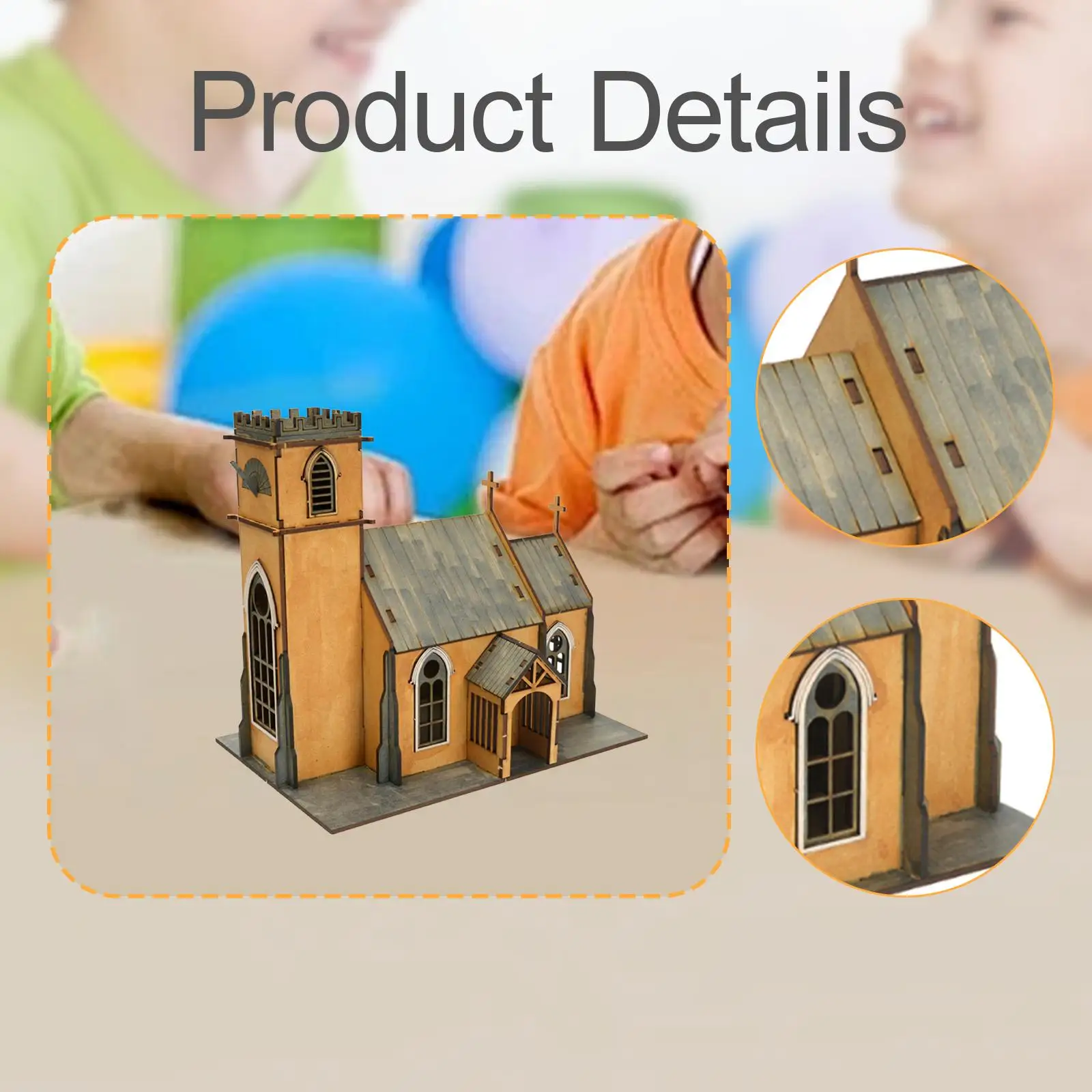 1/72 الكنيسة بناء أطقم منمذجة Diorama ، DIY بها بنفسك سهلة التجميع ، نموذج مشهد مصغر ثلاثية الأبعاد الألغاز الخشبية طاولة الرمل نموذج الهندسة المعمارية #6