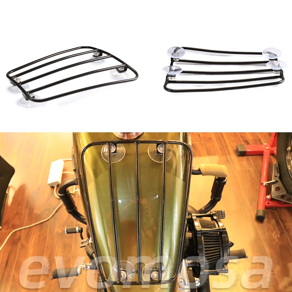 Silver Black Retro Style Motorcycle Rack Modified Moto Fuel Tank Luggage Rack with Strong Suction Moto Replacement Part