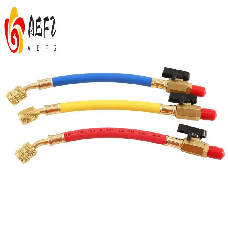 

AEF2-R134A R410 R22 PSI Набор манометров для зарядки кондиционера Шланг для заправки холодильного оборудования HVAC Шланги для хладагента с шаровым клапаном