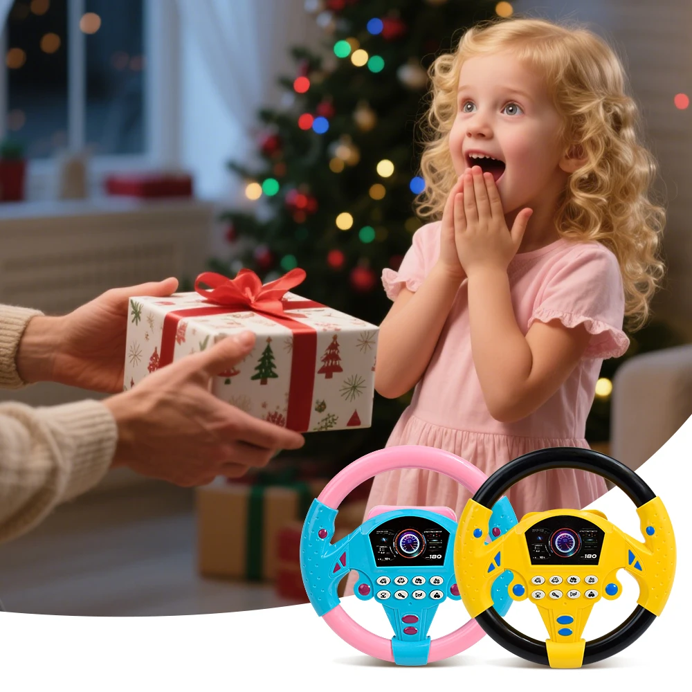 Volante elétrico brinquedo com som leve para bebês crianças educacional portátil simulado volante de condução brinquedos vocais