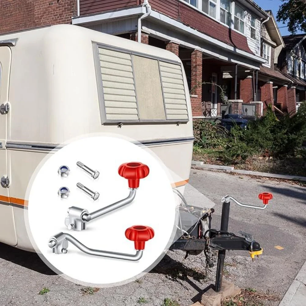 2 Pack Trailer Jack Handles Replacement Crank Set Fits Most 10 Inch Trailer Jacks with Soft Grip and Complete Kit