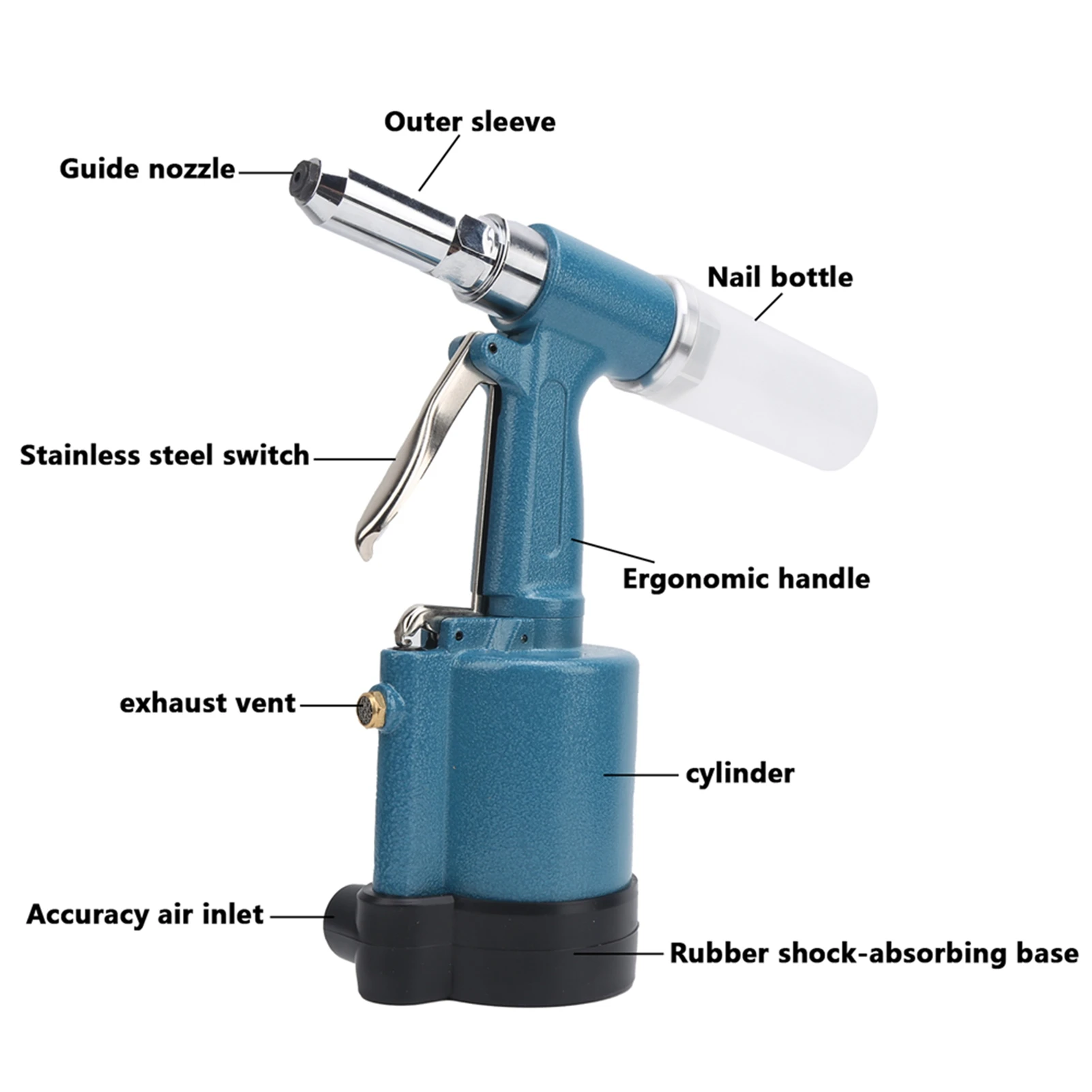 مسدس برشام الهواء الصناعي الصف 3-الفك هوائي المبرشم الطيران الألومنيوم الهيدروليكية برشام بندقية التثبيت بندقية #4