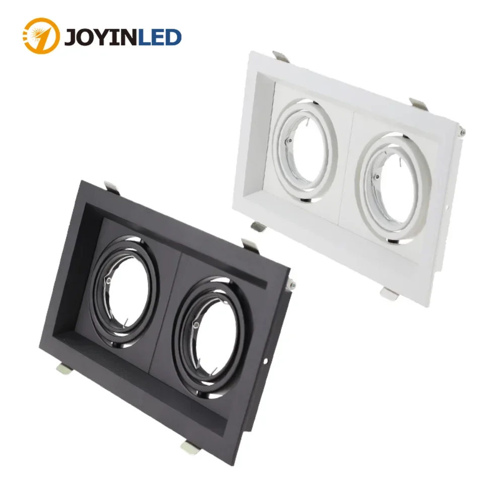 JOYINLED Aluminum Double Head Recessed Spotlight Fixture GU10 MR16 Replaceable Lamp Holder Ceiling Downlight Housing for Bulbs