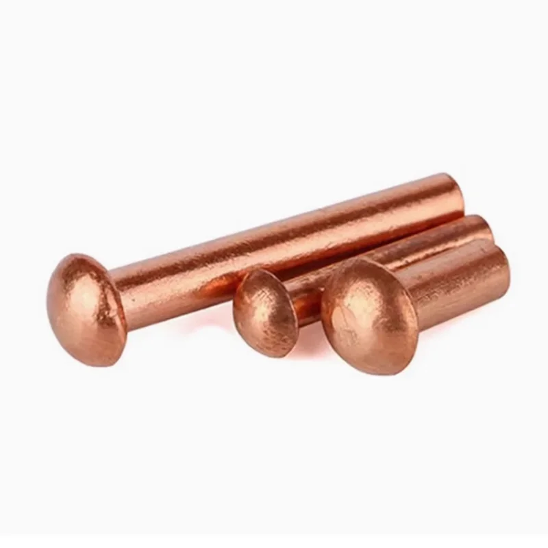 หมุดยึดหัวกลมทองแดงแท้ M1.5 M2 M2.5 M3 M4 M5 M6 M8 พร้อมน็อตและค้อนตอก