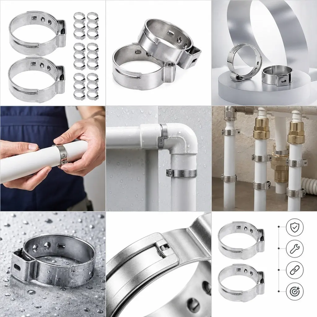 100Pcs Stainless Steel Pipe Clamp Connector Secure Leakproof Fit for Home Plumbing Automotive Repair Crimping Cinch Clamp Hose