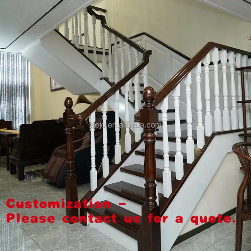 custom.Customizable Modern Solid Wood Indoor Tread Staircase Luxury-Durable Indoor Wooden Straight Stairs