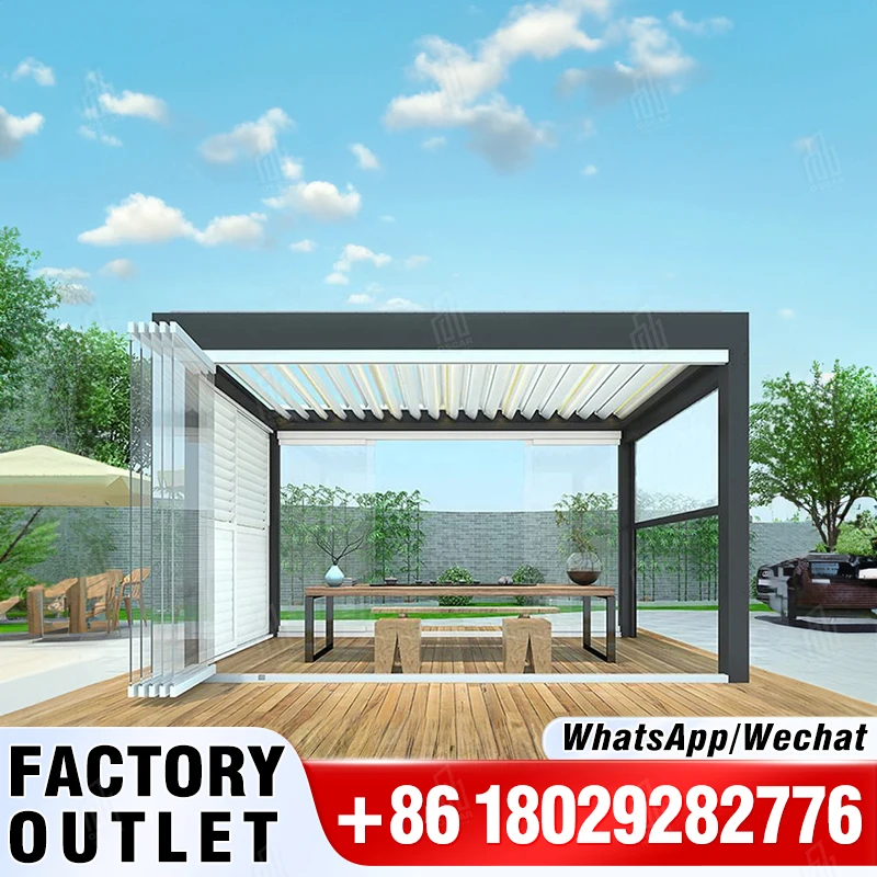 Outdoor Living Cover Tenda Bioclimatic Aluminum Pergola Opening Gazebo Roof