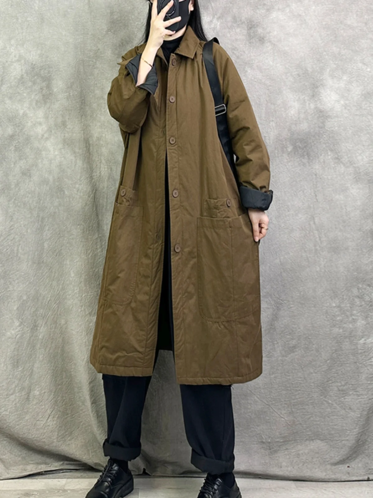 

Ретро-куртка женская оверсайз, повседневная, из хлопка, в стиле рабочей одежды, средней длины, весна-осень, новинка, модная верхняя одежда