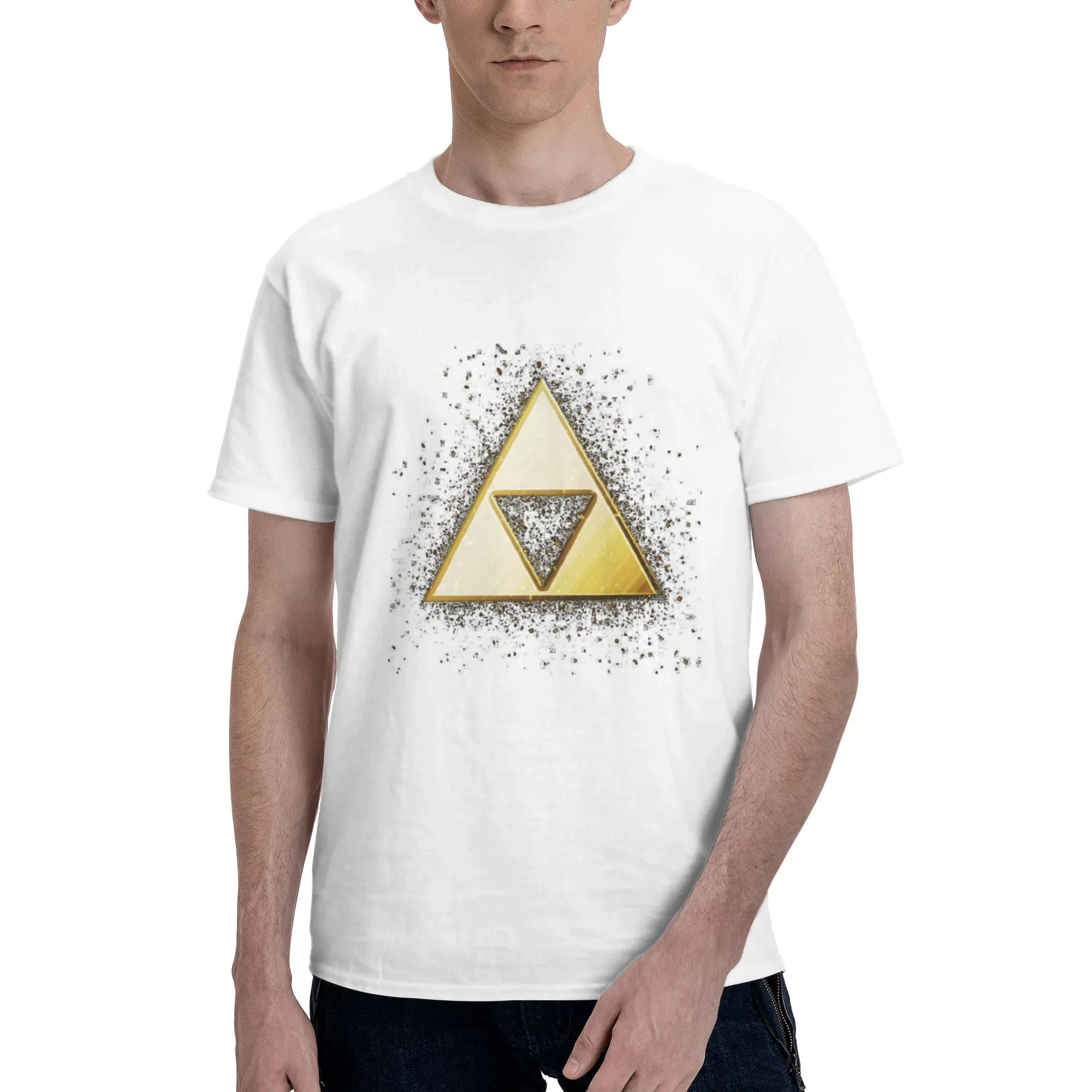 

Футболка Gold Triforce Symbol Zelda из 100% хлопка, мужские классические футболки, мужские футболки с круглым вырезом и коротким рукавом, S-6XL