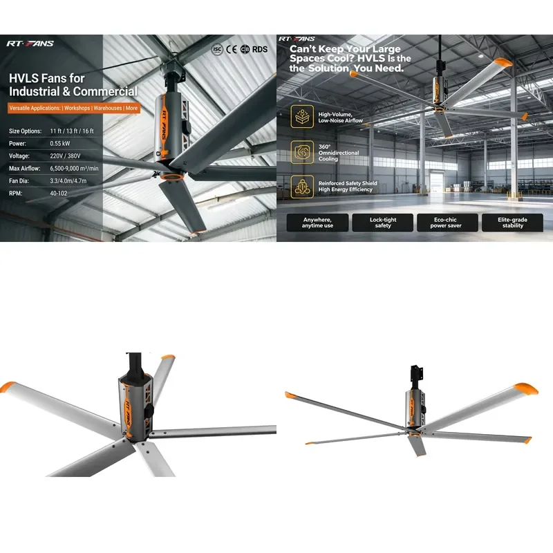 

HVLS Ceiling Fan 11ft 14ft 16ft High Airflow Energy Saving Industrial Large Ceiling Fan Warehouse Factory Gym Workshop