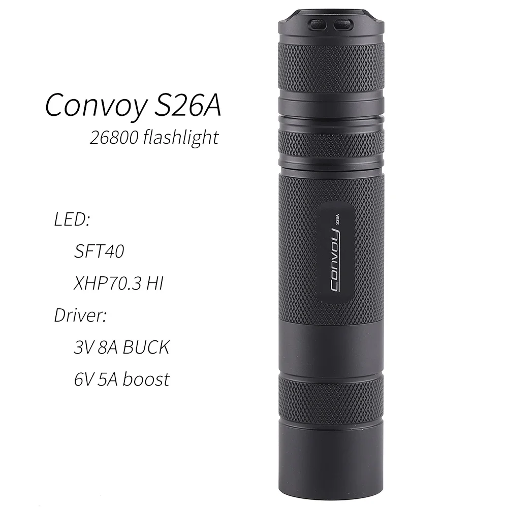 Convoy S26A 26800 LED flashlight,XHP70.3 HI,SFT40,max 4000LM,Outdoor portablem long runtime,for Home Hiking Camping,