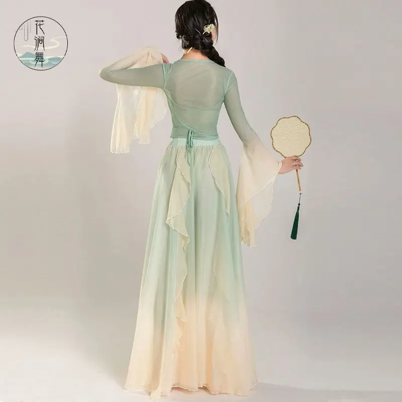 Costume de danse classique violet nickel é imbibé, robe de pratique 03, gaze fluide, performance de danse chinoise, vêtements de danse sur scène