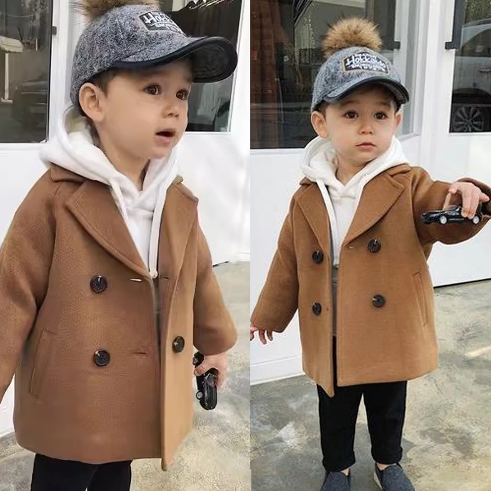 Boys Long Jacket Coat Plaid Pattern Coat Casual Jacket 2-6Years Boy Spring Autumn Children\'s Warm Kids Clothes Fashion Outerwear