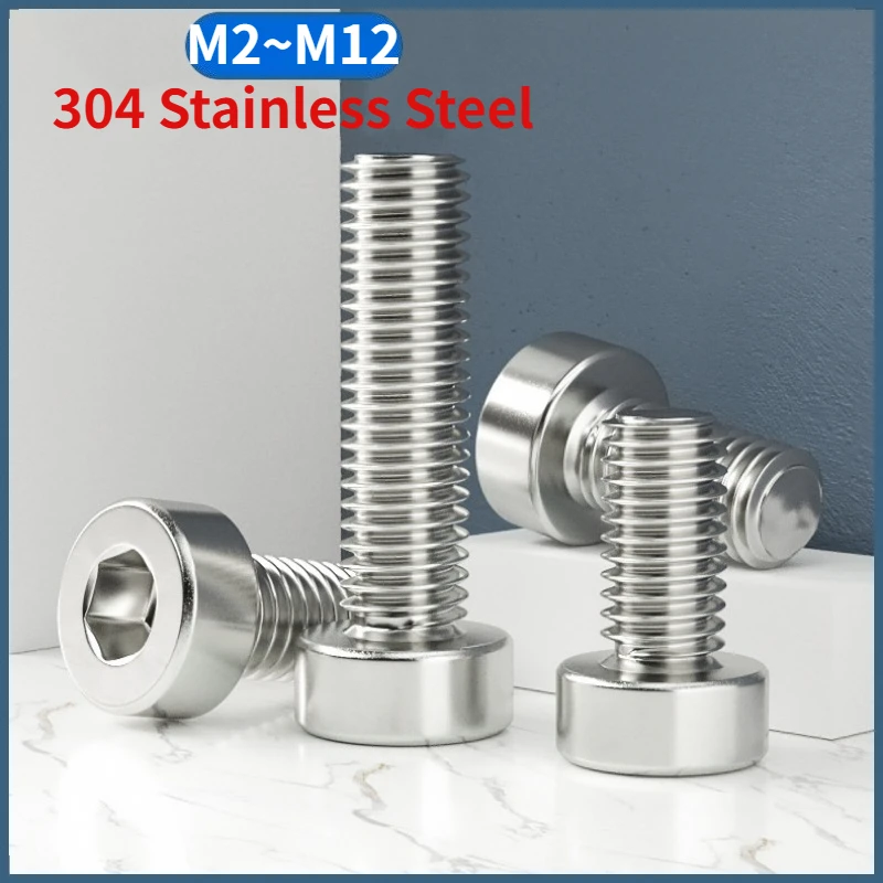 M2 M2.5 M3 M4 M5 M6 M8 M10 M12 304 A2-70 Stainless Steel Hex Hexagon Socket Thin Low Short Profile Head Allen Cap Screw