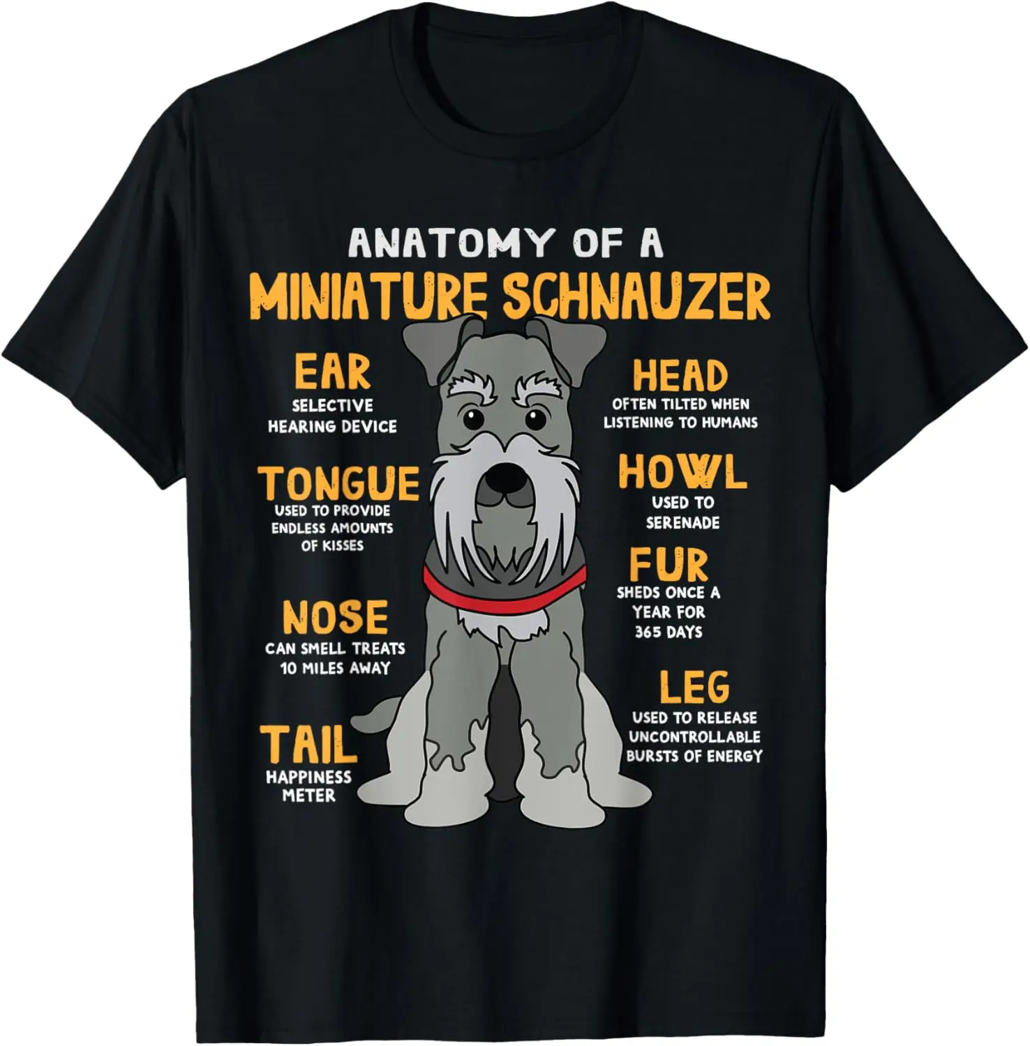 Miniature Schnauzer Anatomy Funny Dog Mum Dad Gift T-Shirt