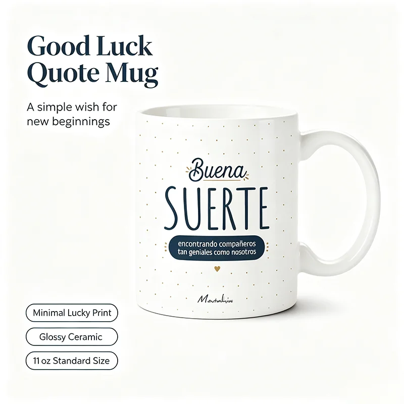 Spanish Coworker Farewell Ceramic Coffee Mug Delicate Golden Polka Dots Heart Design White Porcelain Cup Funny Leaving Gift