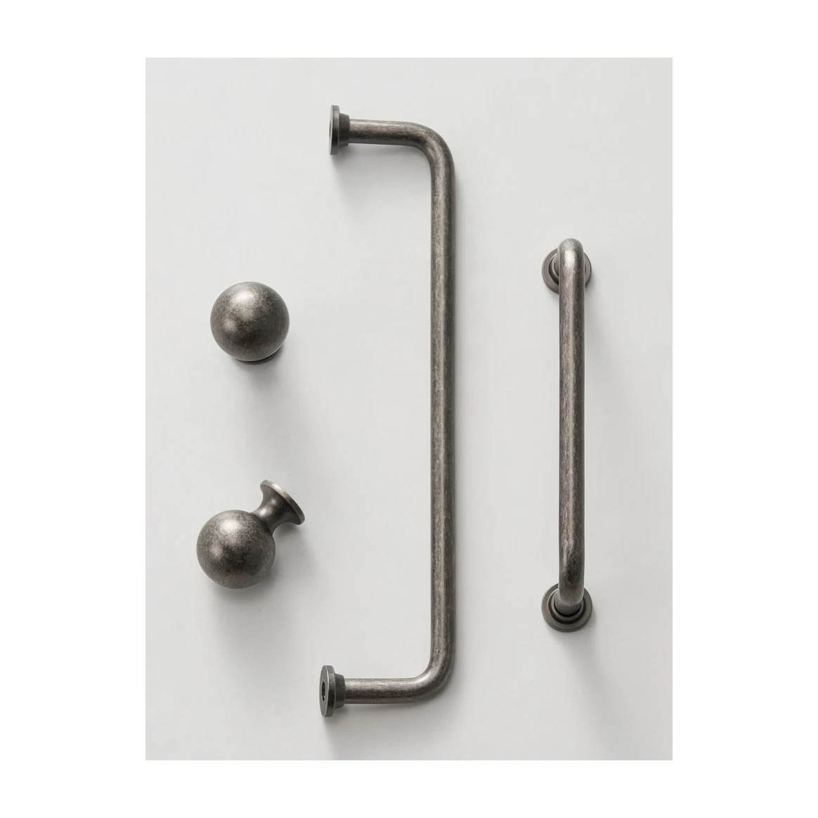 Solid Brass Antique Silver Round Arched Handle Cabinet Knobs Wardrobe Door Cloakroom Retro Style Pull