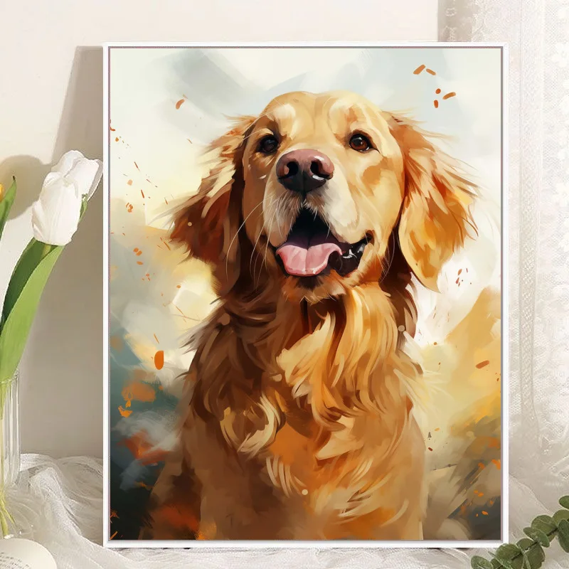 DIY Paint By Numbers Golden Retriever Dog Digital Oil Paint for Adults and Kids Cute Animal Art Home Decor