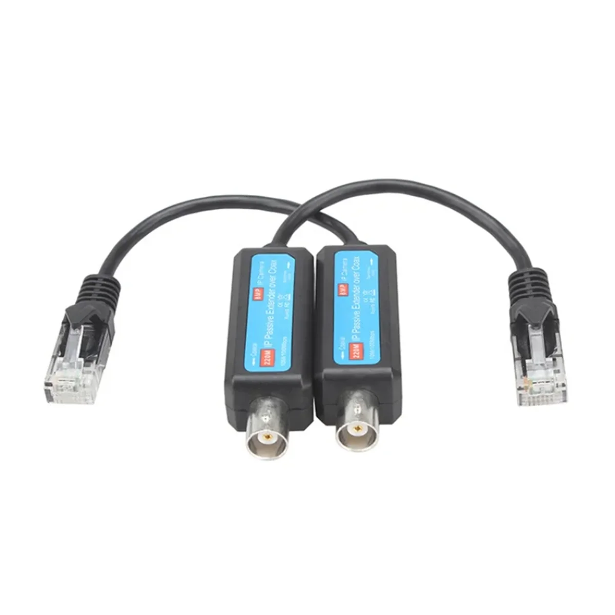 1 Pair IP Network Coaxial Transmitter Receiver Extender Safe Transmission Cables for Camera 10/100Mbps IP to Coaxial