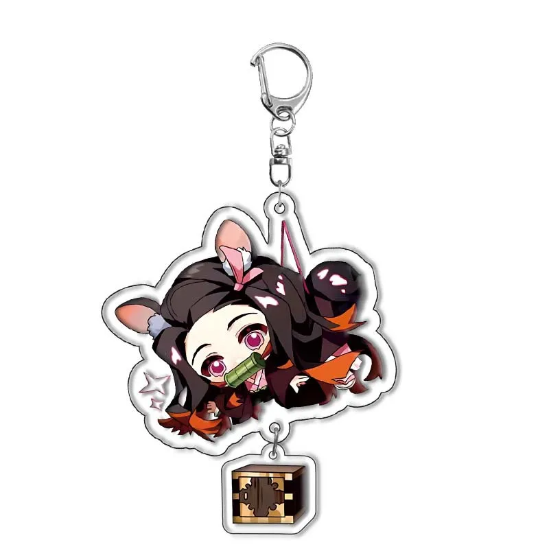 Anime Demon Slayer 6cm 2D Acrylic Keychain Pendant Cartoon Bag Hanger Student Key Holder Enthusiast Boys Girls Gift view 6
