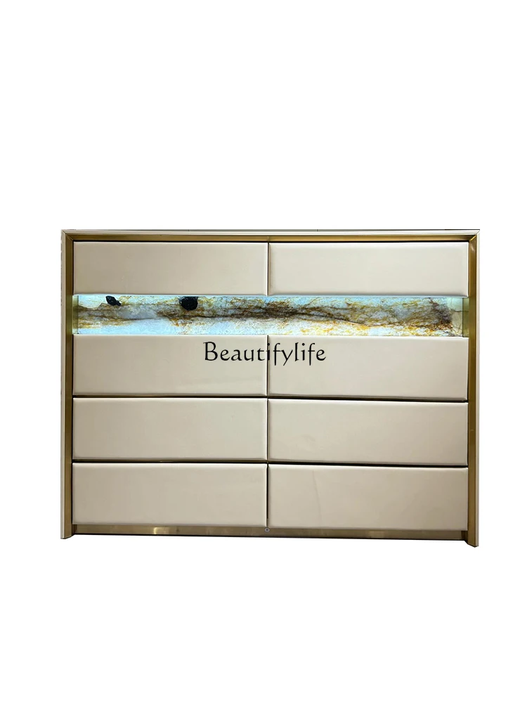 

*Italian minimalist solid wood eight-bucket cabinet high-end customized side cabinet