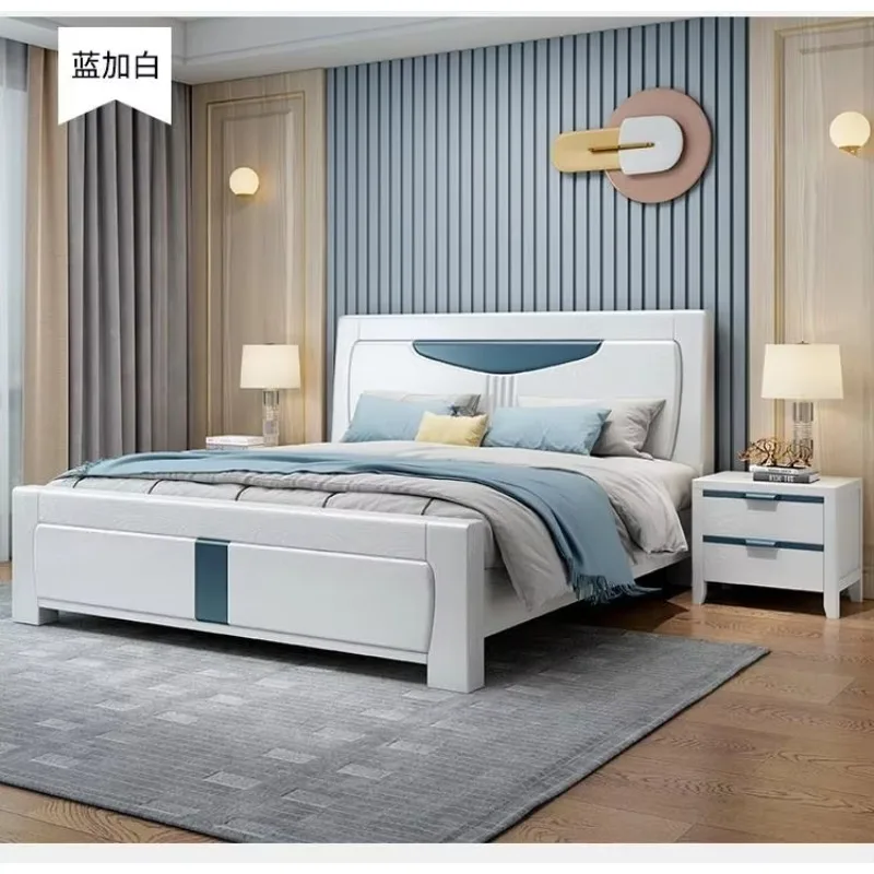 

#C 1.8 Mm 8 Master Bedroom Double Bed Frame Solid Wood With Modern Chinese Design for Small Household Apartments