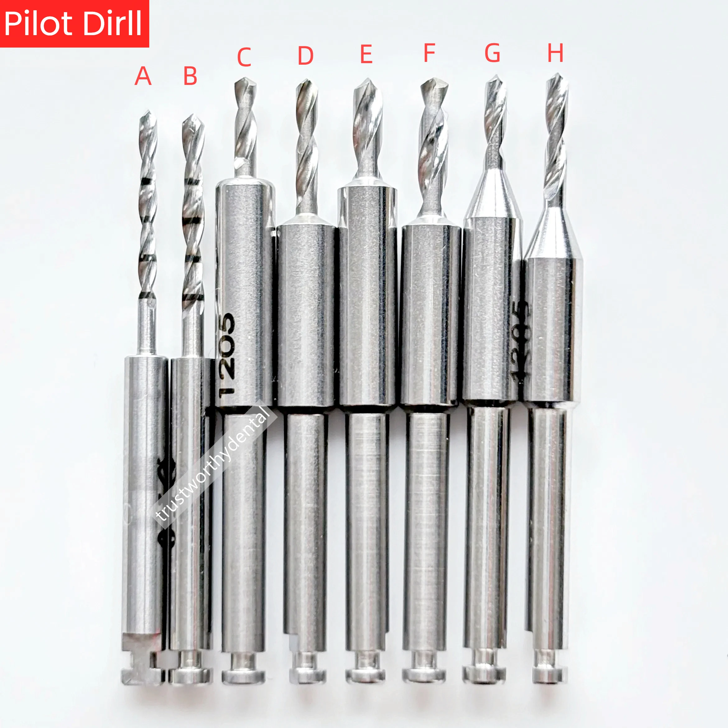 

8 размеров, стоматологическая пилотная дрель, спиральная дрель, направляющая, дрель для имплантата, предварительное сверление, костная дрель φ1.0/1,2, конический инструмент для стоматолога